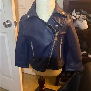 GAP Kids Navy Blue Leather Jacket